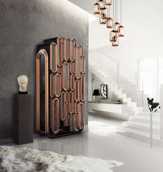 Cabinet in Metallic and Black Lacquered Wood