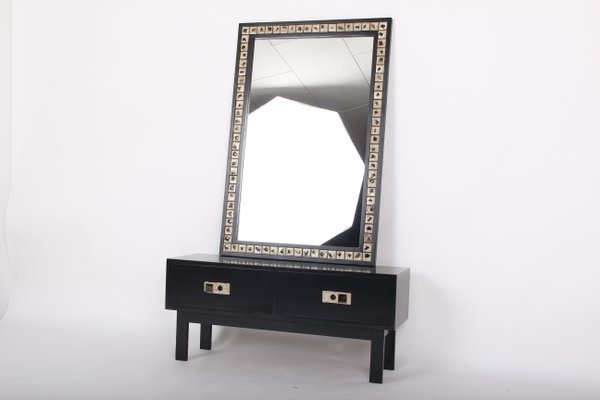 Cabinet & Mirror by Poul Nørreklit for Selectform, 1970s, Set of 2-DQ-838111