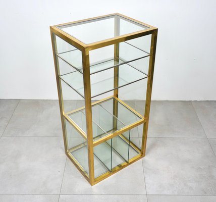 Cabinet Shelf in Brass, Chrome and Glass in the Style of Renato Levi, Italy, 1970s-LYQ-1214937