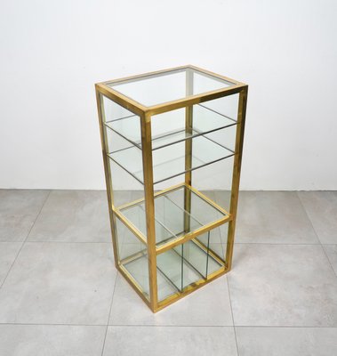 Cabinet Shelf in Brass, Chrome and Glass in the Style of Renato Levi, Italy, 1970s-LYQ-1214937