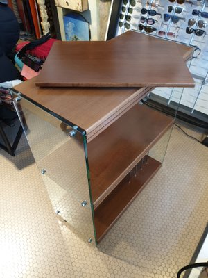 Cabinet with Wheels & Shelves in Walnut & Glass by Pierangelo Gallotti for Gallotti & Radice-ZFY-1363780