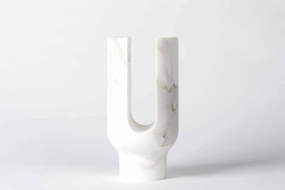 Calacatta Lyra Candleholder by Dan Yeffet