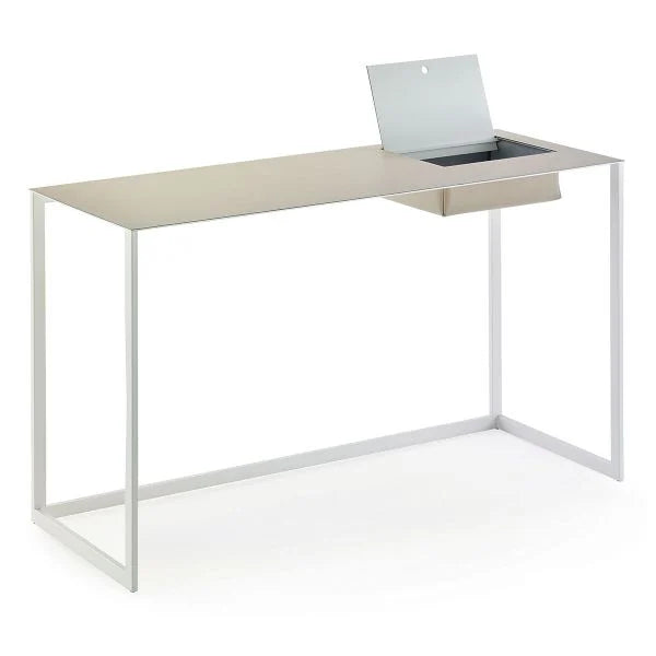 Calamo 2730 - Steel Secretary Desk With pigmented leather Top by Zanotta #White / 0800