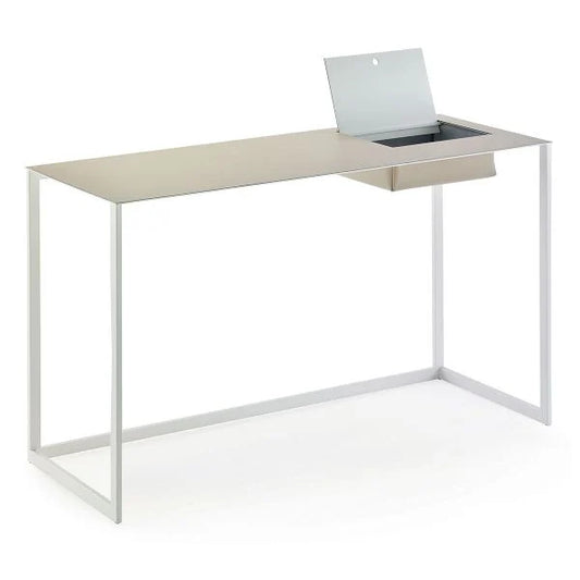 Calamo 2730 - Steel Secretary Desk With pigmented leather Top by Zanotta #White / 0800