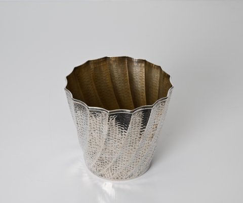 Calegaro Ice Bucket in Hammered Silver Plate and Gold Plate, Italy, 1970s-JDR-1706977