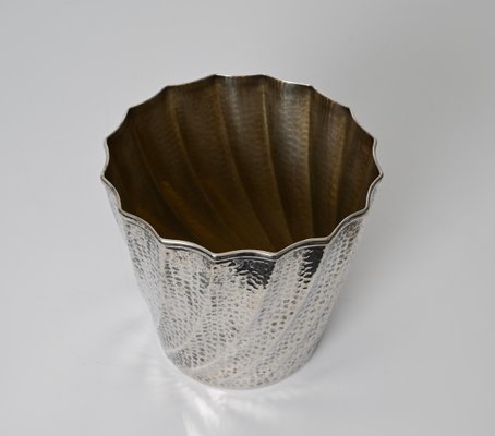 Calegaro Ice Bucket in Hammered Silver Plate and Gold Plate, Italy, 1970s-JDR-1706977