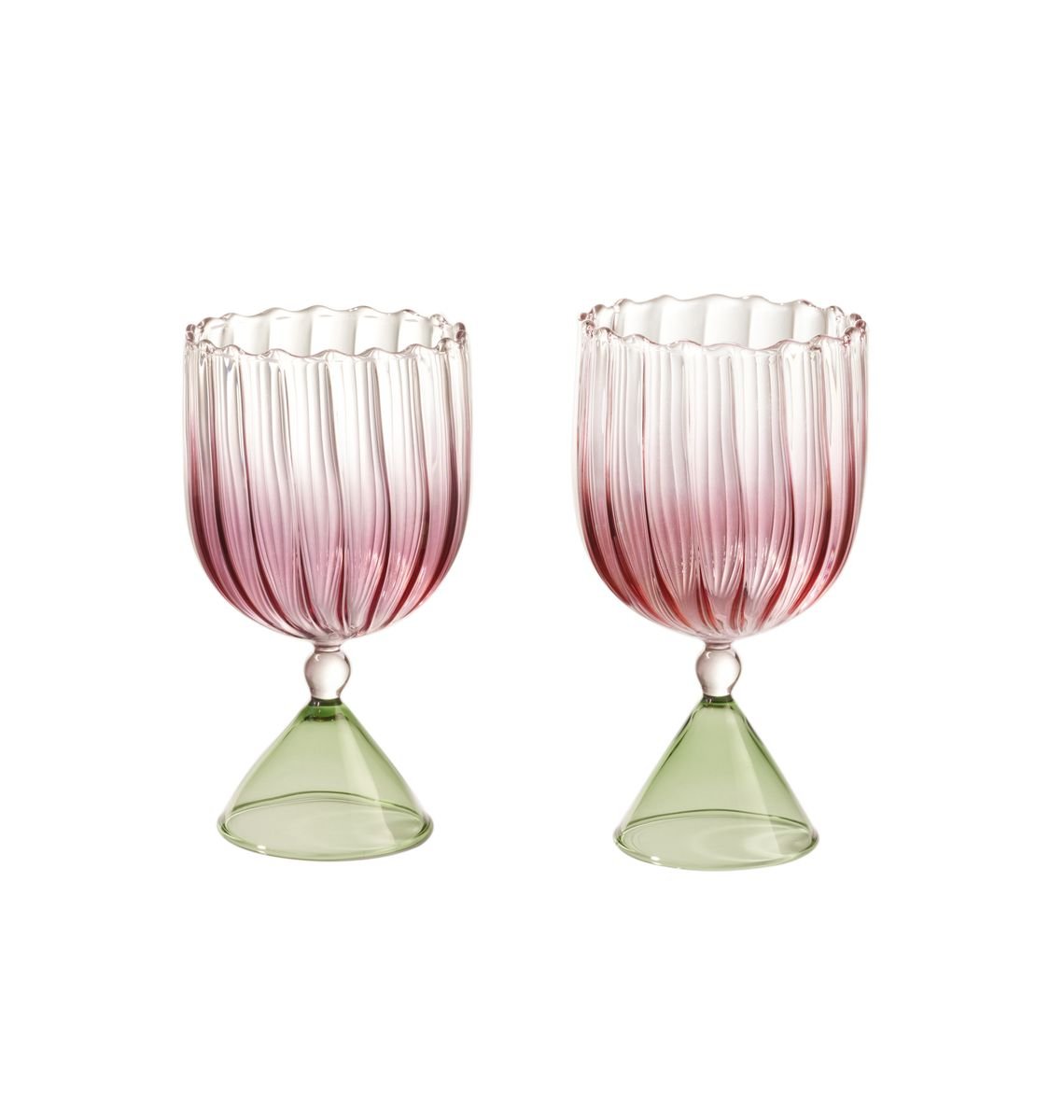 Calypso Water & Wine Set in Pink by Serena Confalonieri, Set of 2