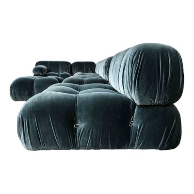 Camaleonda Modular Sofa in Blue Cotton Velvet by Mario Bellini for B&B Italia, 1972, Set of 7-RPH-1808076