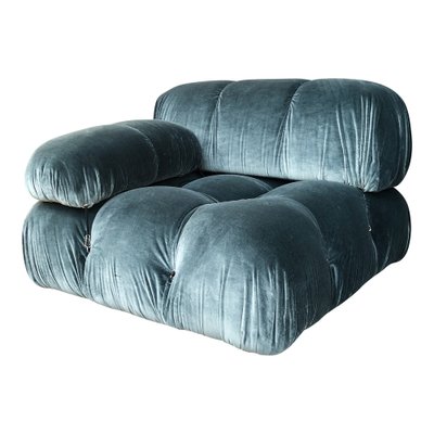 Camaleonda Modular Sofa in Blue Cotton Velvet by Mario Bellini for B&B Italia, 1972, Set of 7-RPH-1808076