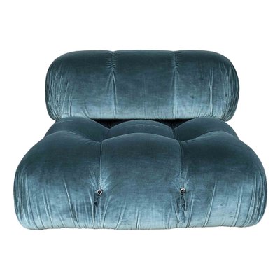 Camaleonda Modular Sofa in Blue Cotton Velvet by Mario Bellini for B&B Italia, 1972, Set of 7-RPH-1808076