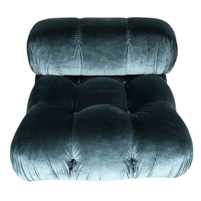 Camaleonda Modular Sofa in Blue Cotton Velvet by Mario Bellini for B&B Italia, 1972, Set of 7-RPH-1808076