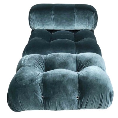 Camaleonda Modular Sofa in Blue Cotton Velvet by Mario Bellini for B&B Italia, 1972, Set of 7-RPH-1808076