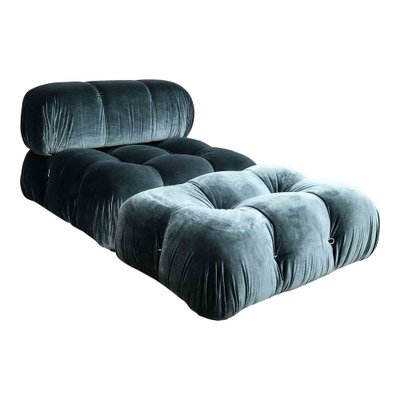 Camaleonda Modular Sofa in Blue Cotton Velvet by Mario Bellini for B&B Italia, 1972, Set of 7-RPH-1808076