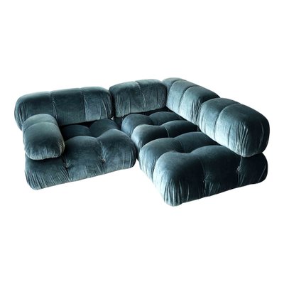 Camaleonda Modular Sofa in Blue Cotton Velvet by Mario Bellini for B&B Italia, 1972, Set of 7-RPH-1808076