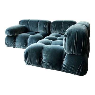 Camaleonda Modular Sofa in Blue Cotton Velvet by Mario Bellini for B&B Italia, 1972, Set of 7-RPH-1808076