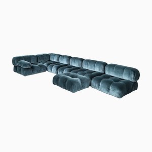 Camaleonda Modular Sofa in Blue Cotton Velvet by Mario Bellini for B&B Italia, 1972, Set of 7-RPH-1808076