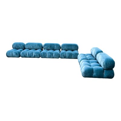 Camaleonda Modular Sofa in Blue Linen Velvet by Mario Bellini for B&B Italia, 1972, Set of 6-RPH-1347599