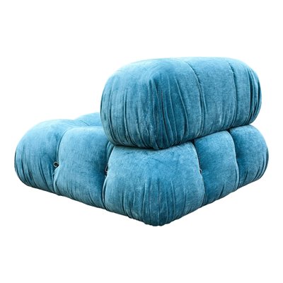 Camaleonda Modular Sofa in Blue Linen Velvet by Mario Bellini for B&B Italia, 1972, Set of 6-RPH-1347599