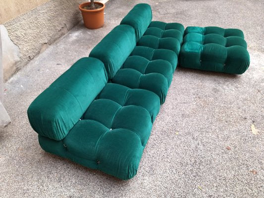 Camaleonda Modular Sofa in Emerald Green Corduroy by Mario Bellini for B&B Italia, 1960s, Set of 4-OHK-1822800