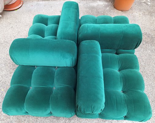 Camaleonda Modular Sofa in Emerald Green Corduroy by Mario Bellini for B&B Italia, 1960s, Set of 4-OHK-1822800