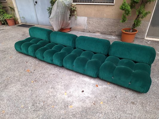 Camaleonda Modular Sofa in Emerald Green Corduroy by Mario Bellini for B&B Italia, 1960s, Set of 4-OHK-1822800