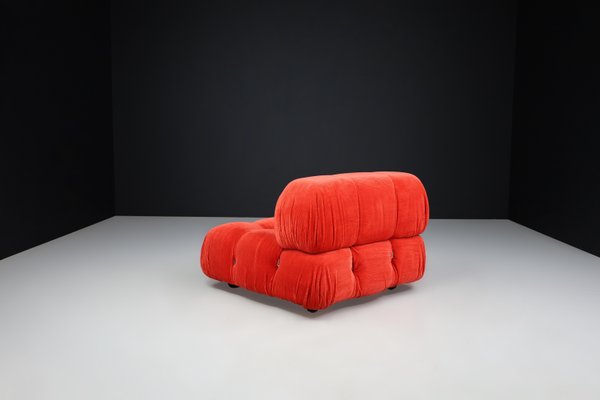 Camaleonda Modular Sofas in Red Velvet attributed to Mario Bellini for B&B Italia / C&B Italia, 1973, Set of 4-TRW-1797121