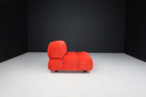 Camaleonda Modular Sofas in Red Velvet attributed to Mario Bellini for B&B Italia / C&B Italia, 1973, Set of 4-TRW-1797121