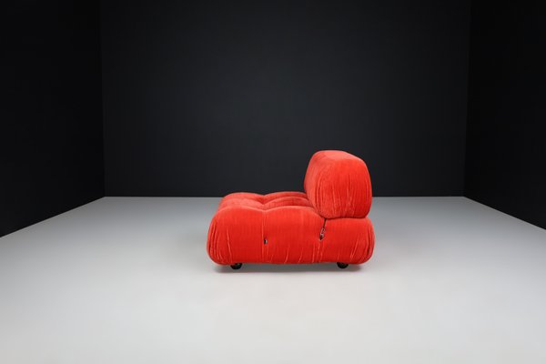 Camaleonda Modular Sofas in Red Velvet attributed to Mario Bellini for B&B Italia / C&B Italia, 1973, Set of 4-TRW-1797121