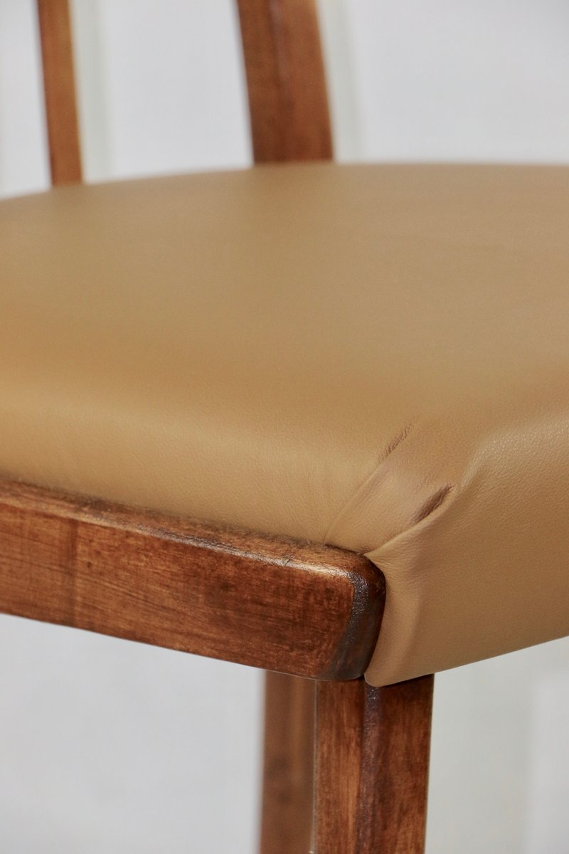 Camel Brown Natural Leather Dining Chair, 1970s