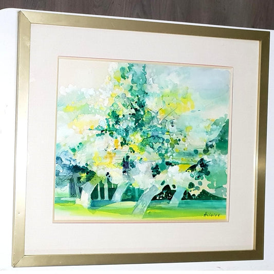 Camille Hilaire - Green Trees - Original Signed Watercolor 1970s