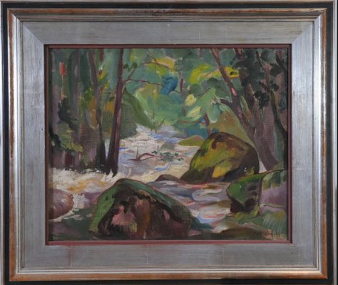 Camillo Brockelmann, Forest Stream, 1920s, Oil on Canvas-QOR-2017159