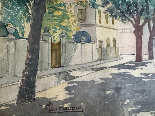 Campana, a Street in Nice, 1920s, Watercolor & Glass & Wood & Paper, Framed-JO-2018472