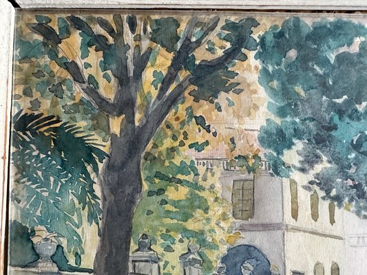 Campana, a Street in Nice, 1920s, Watercolor & Glass & Wood & Paper, Framed-JO-2018472