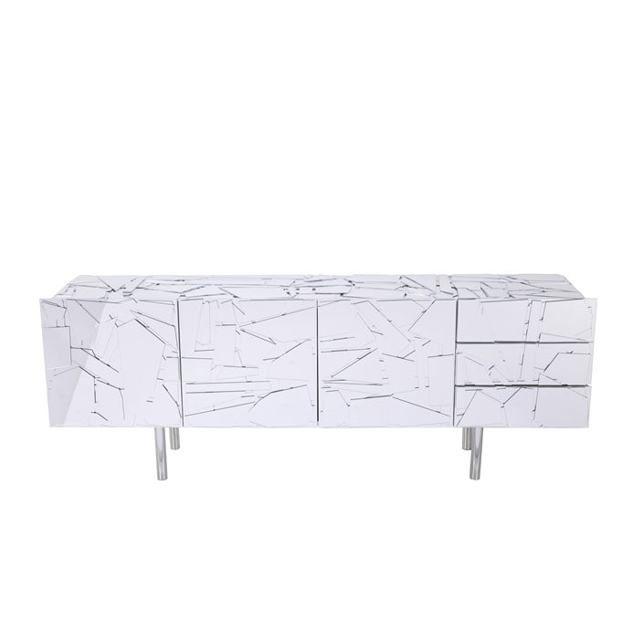 Scrigno - Glass Low sideboard by Edra #Coloreflex | Silver / with drawer