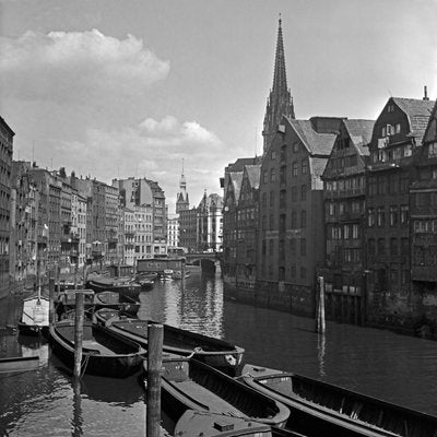 Canals Near St. Nicholas Church Hamburg Speicherstadt Germany 1938 Printed 2021-DYV-992045