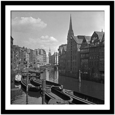 Canals Near St. Nicholas Church Hamburg Speicherstadt Germany 1938 Printed 2021-DYV-992045