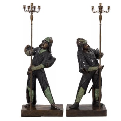 Candelabra Samurai Figurines, Set of 2-WMV-1130699