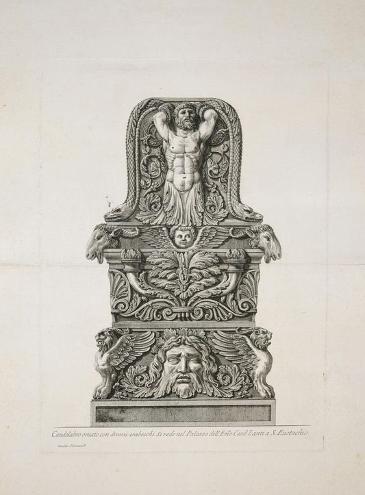 Candelabro ornato con diversi arabeschi... Etching 1778 1778