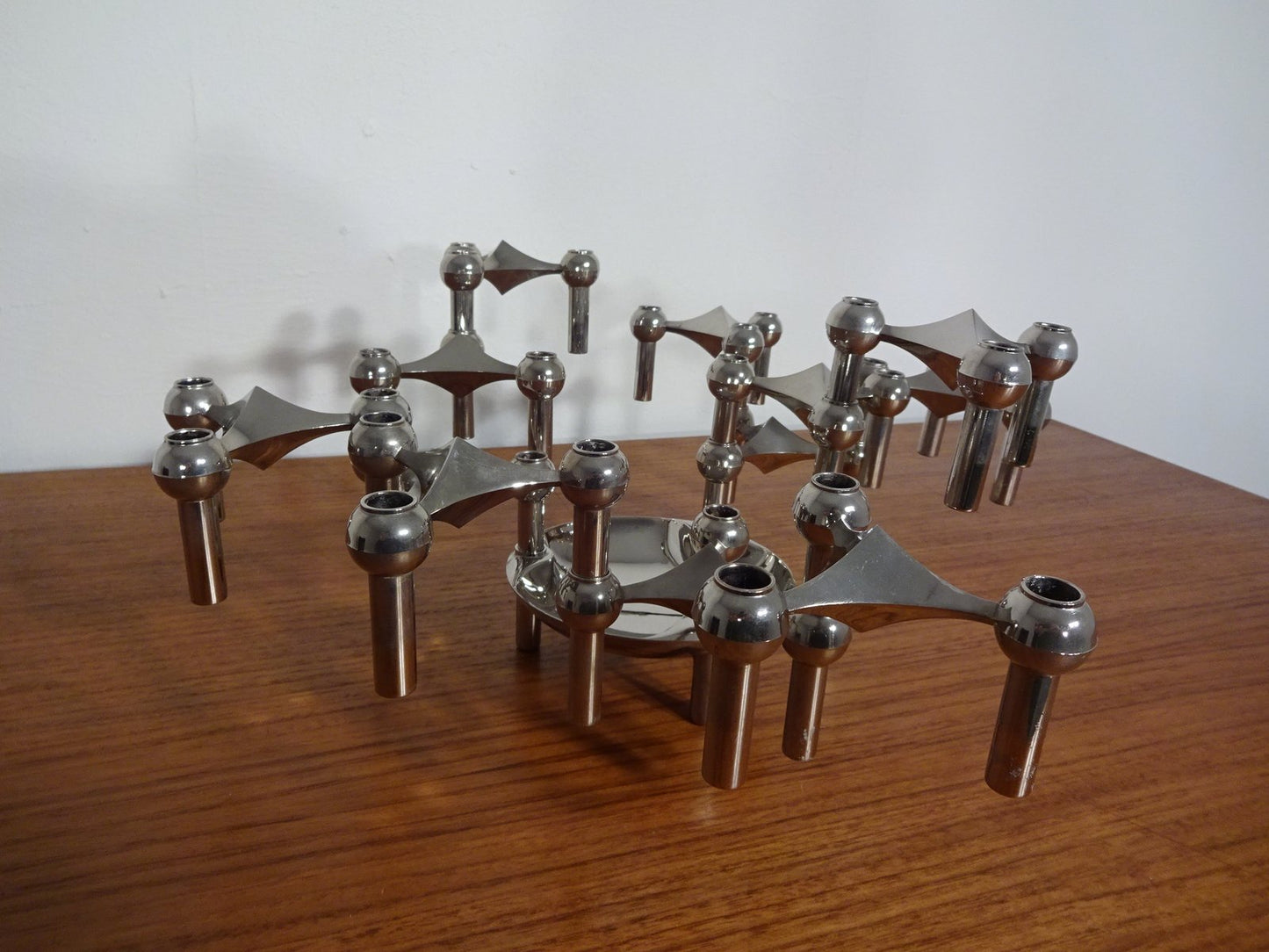 Candle Holders and Stand by Caeser Stoffi & Fritz Nagel for BMF, 1960s, Set of 13