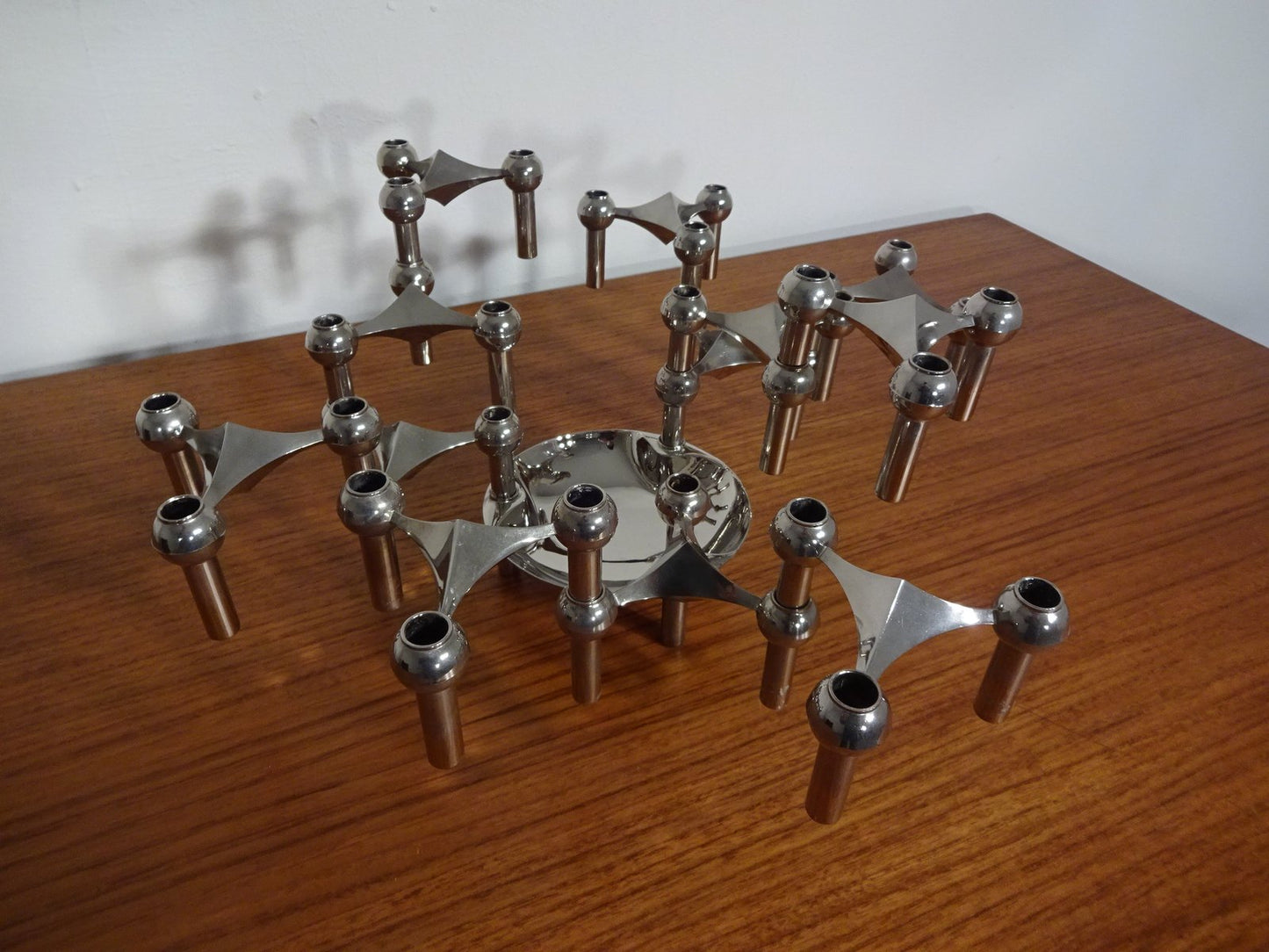 Candle Holders and Stand by Caeser Stoffi & Fritz Nagel for BMF, 1960s, Set of 13