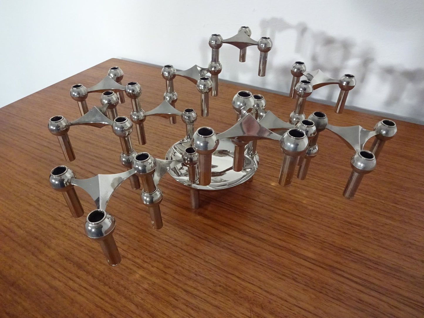 Candle Holders and Stand by Caeser Stoffi & Fritz Nagel for BMF, 1960s, Set of 13