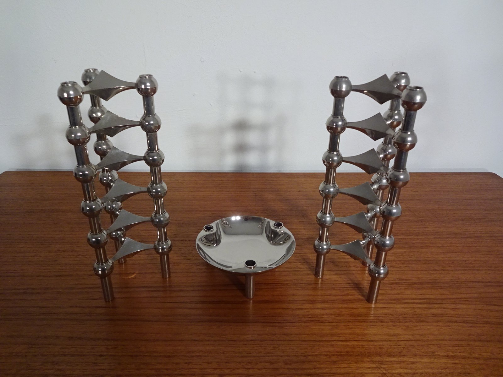 Candle Holders and Stand by Caeser Stoffi & Fritz Nagel for BMF, 1960s, Set of 13