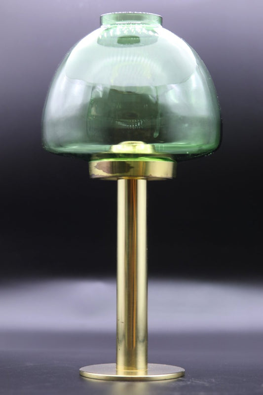 Candle Lantern in Brass and Green Glass by Hans-Agne Jakobsson for Markaryd, 1960s, Set of 2