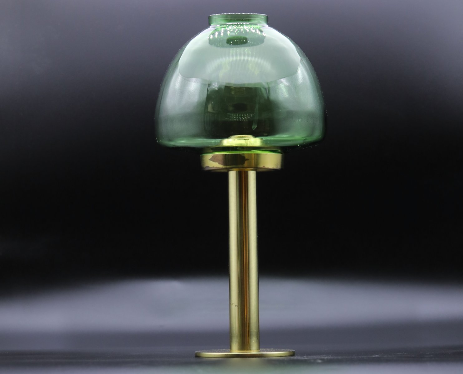 Candle Lantern in Brass and Green Glass by Hans-Agne Jakobsson for Markaryd, 1960s, Set of 2