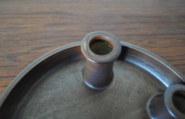 Candleholder in Stoneware with Harefur Glaze, 1970s-HPQ-1451286