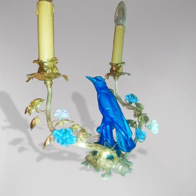 Candleholder Mounted as a Gilt Bronze Porcelain Bird Lamp-LXX-2017494