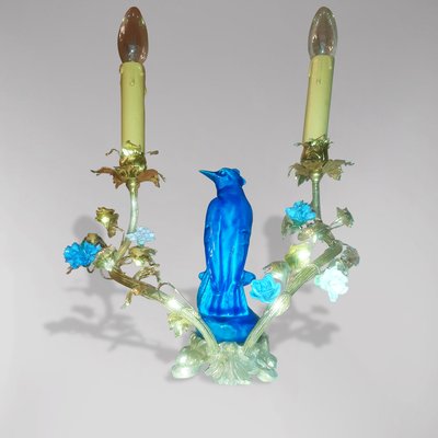 Candleholder Mounted as a Gilt Bronze Porcelain Bird Lamp-LXX-2017494