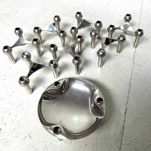 Candleholders & Bowl by Werner Stoff for Franz Nagel, 1960s, Set of 8