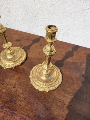 Candleholders in Mercury-Gilt Bronze, Set of 2-SYQ-2041813