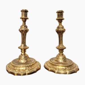 Candleholders in Mercury-Gilt Bronze, Set of 2-SYQ-2041813